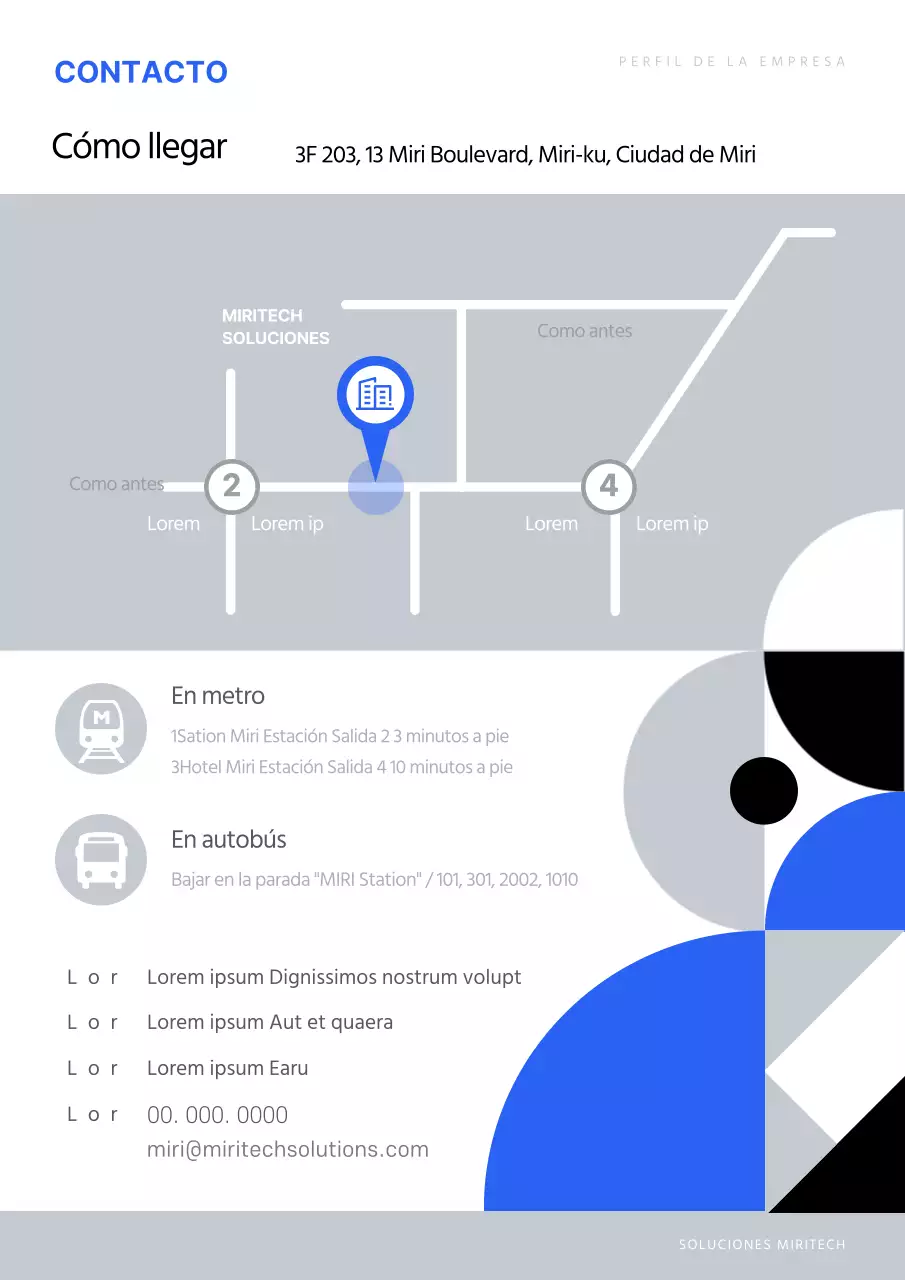 Una moderna carta de empresa en azul y negro