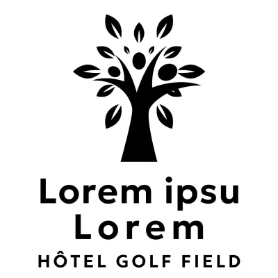 Logo de la marque d'un hôtel de golf avec illustration d'un arbre