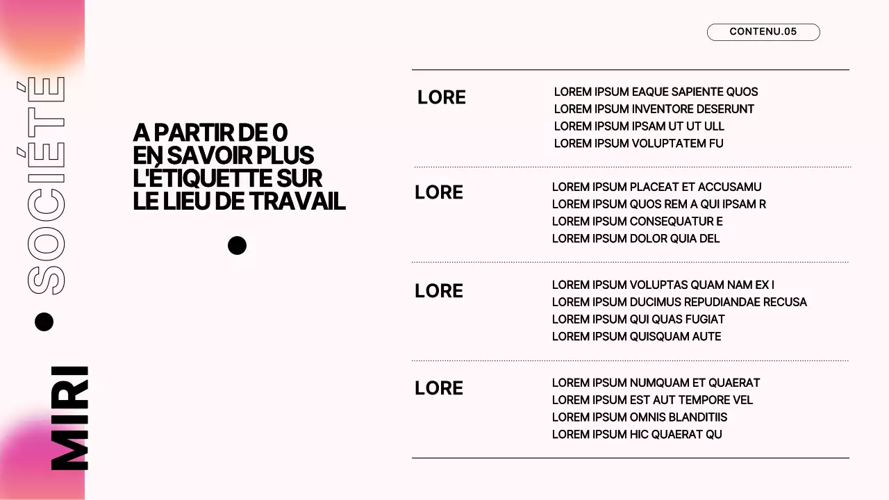 Matériel de formation pour le séminaire des nouveaux embauchés de Pink's Modern Company