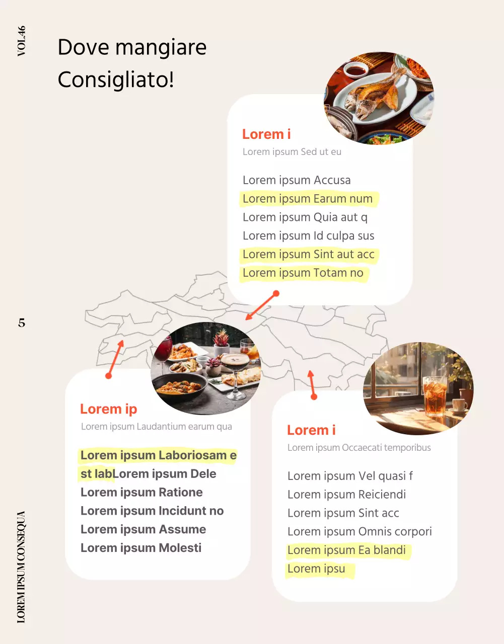 Una simpatica rivista aziendale arancione e beige