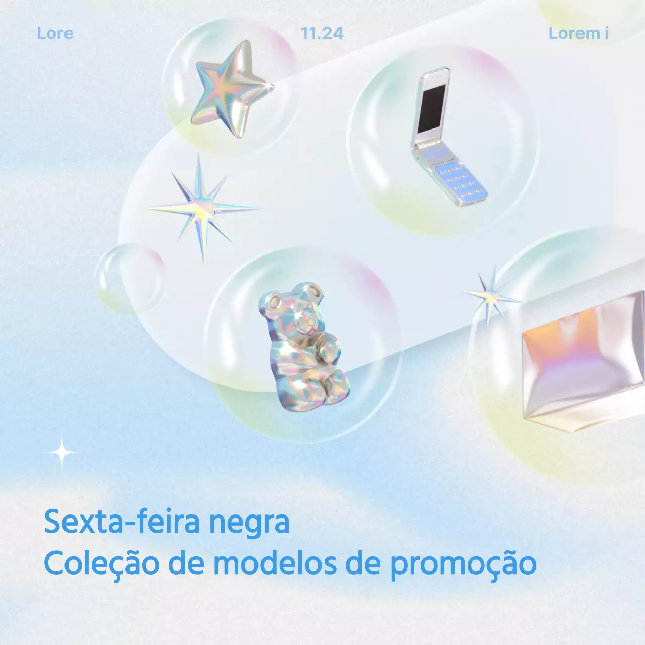 Anúncios da Black Friday com um toque de azul claro e tendência