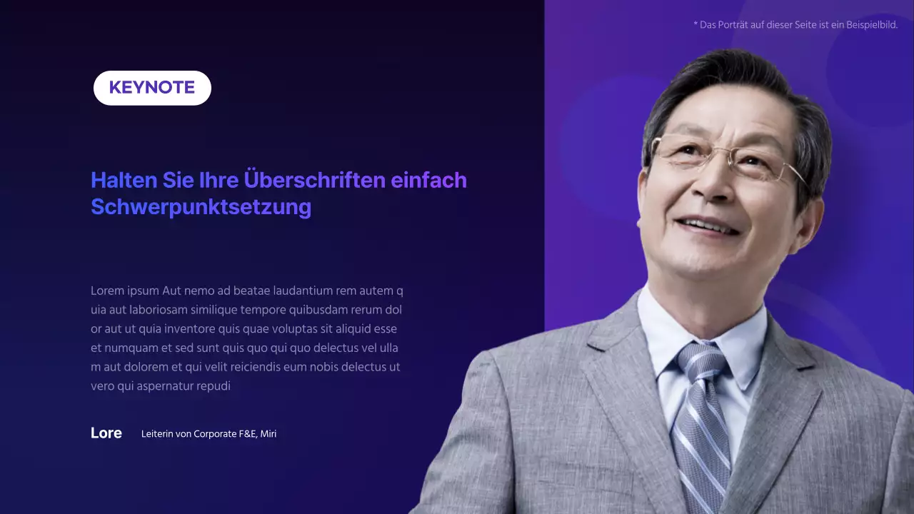 Einfache Beschreibung einer Rednerkonferenz mit lila Hintergrund