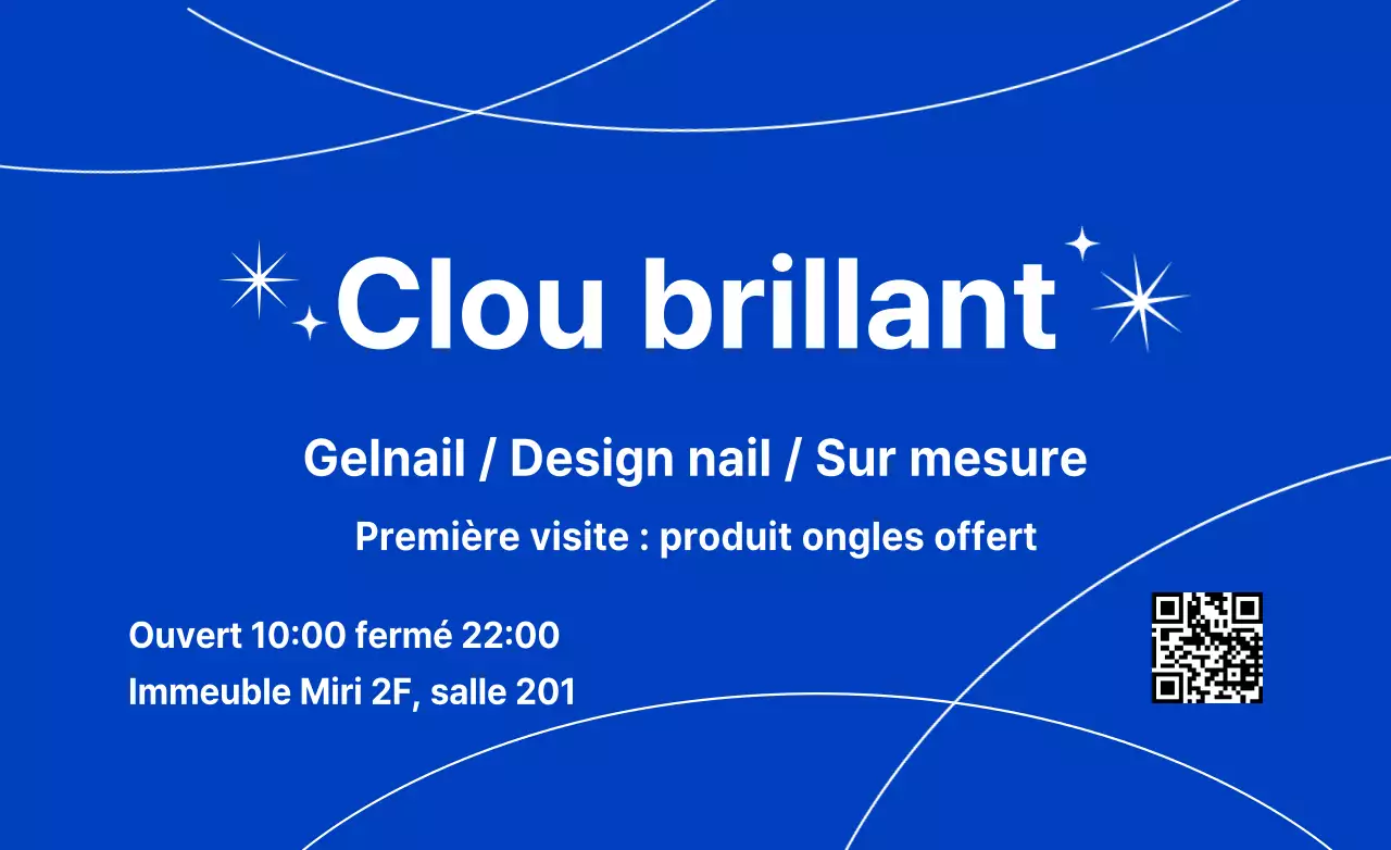 Vernis à ongles bleu avec lignes et étoiles pailletées