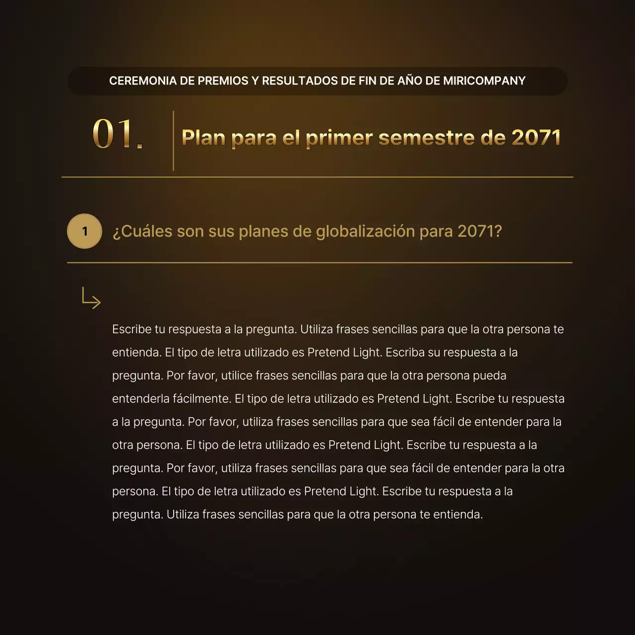 Presentaciones de resultados de lujo en oro y marrón e informes de eventos de fin de año