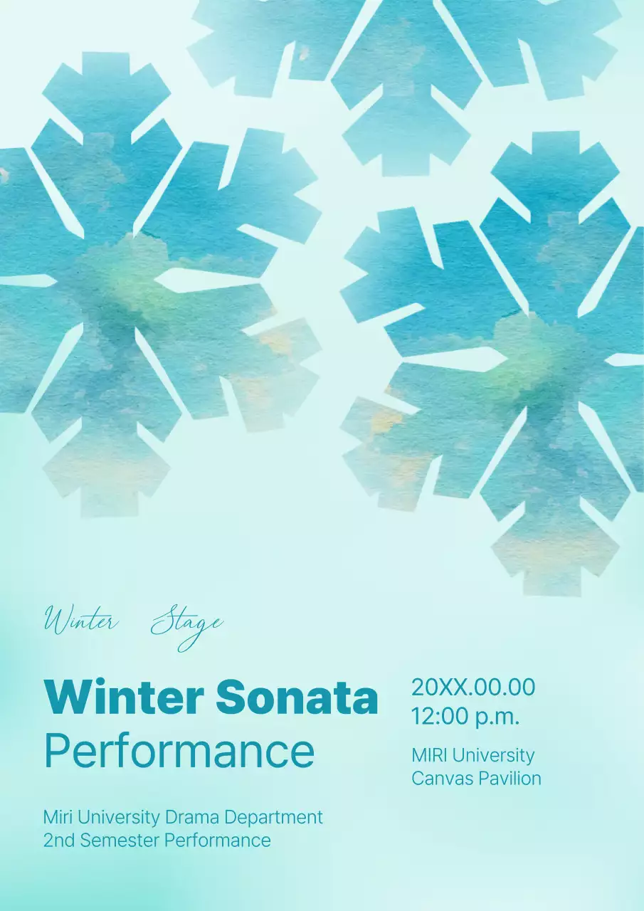 Blue Minimal Performance Announcement Poster