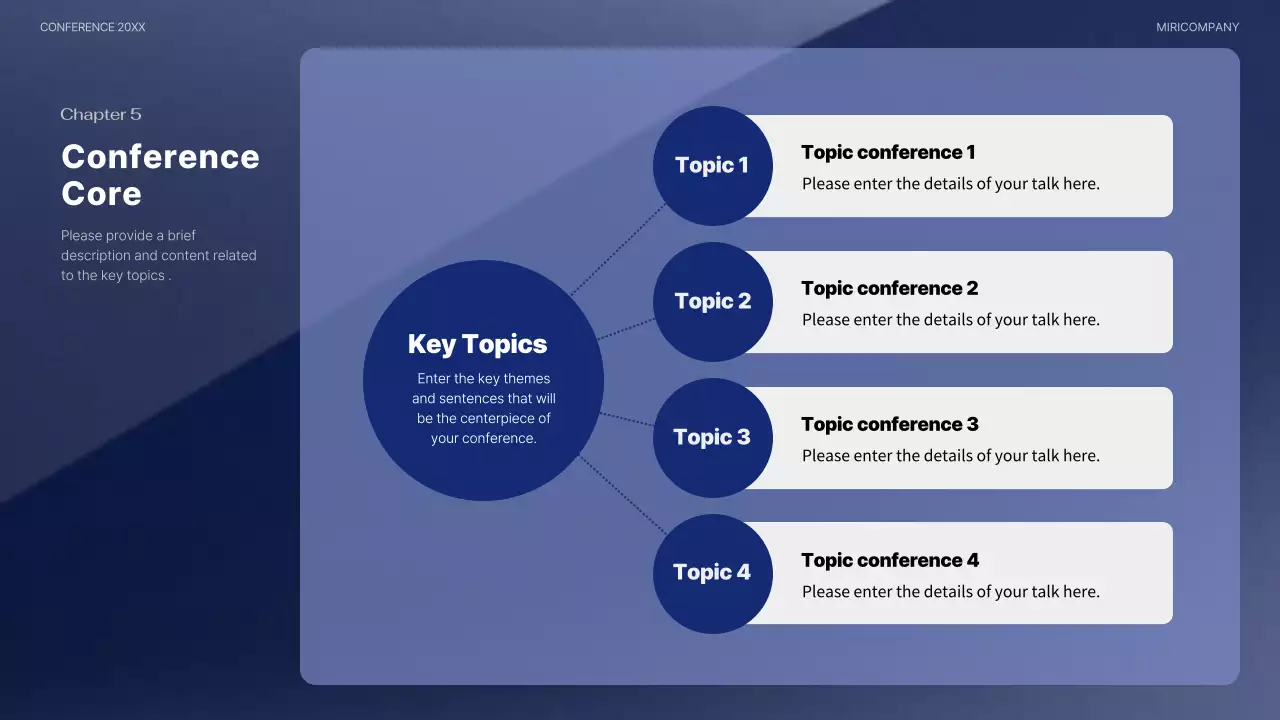 A modern conference presentation in navy blue