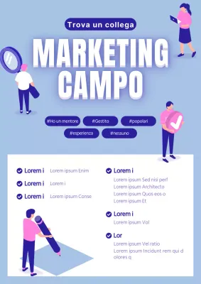 Annuncio di un simpatico marketing camp in blu e rosa