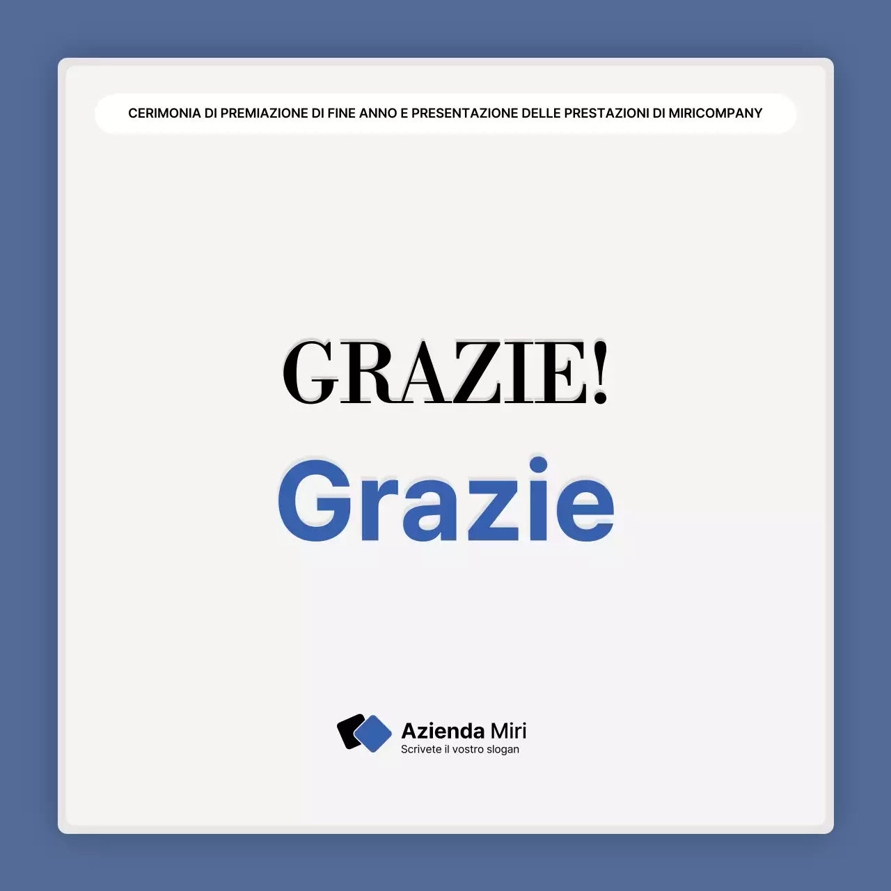 Una semplice presentazione delle prestazioni in bianco e blu e una relazione sull'evento di fine anno