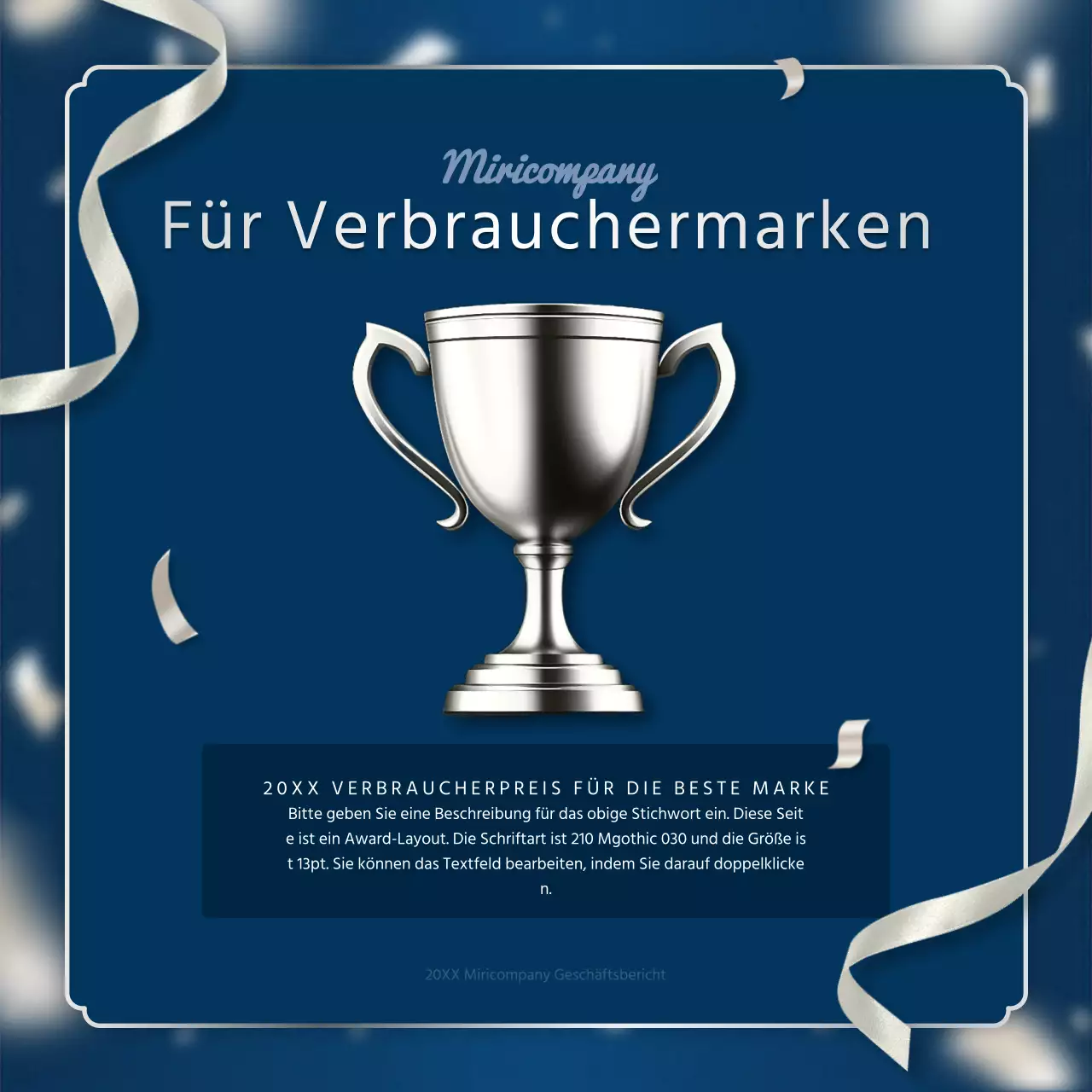 Ein luxuriöser Leistungsbericht zum Jahresende in Marineblau und Silber