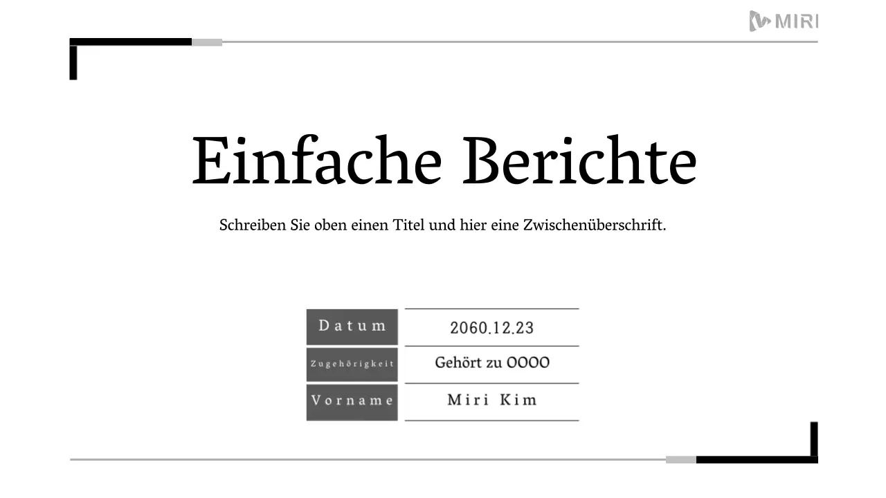 Ein einfacher druckbarer Bericht in Schwarz-Weiß