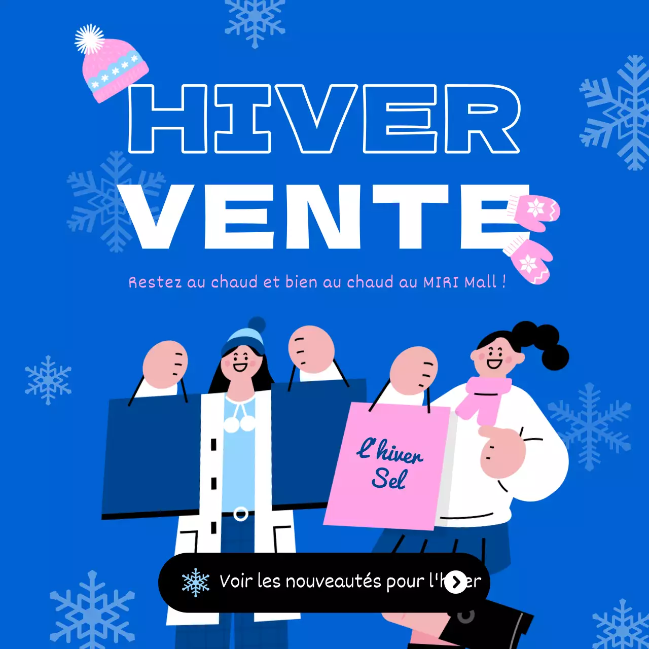 Promouvoir une vente d'hiver kitsch en bleu