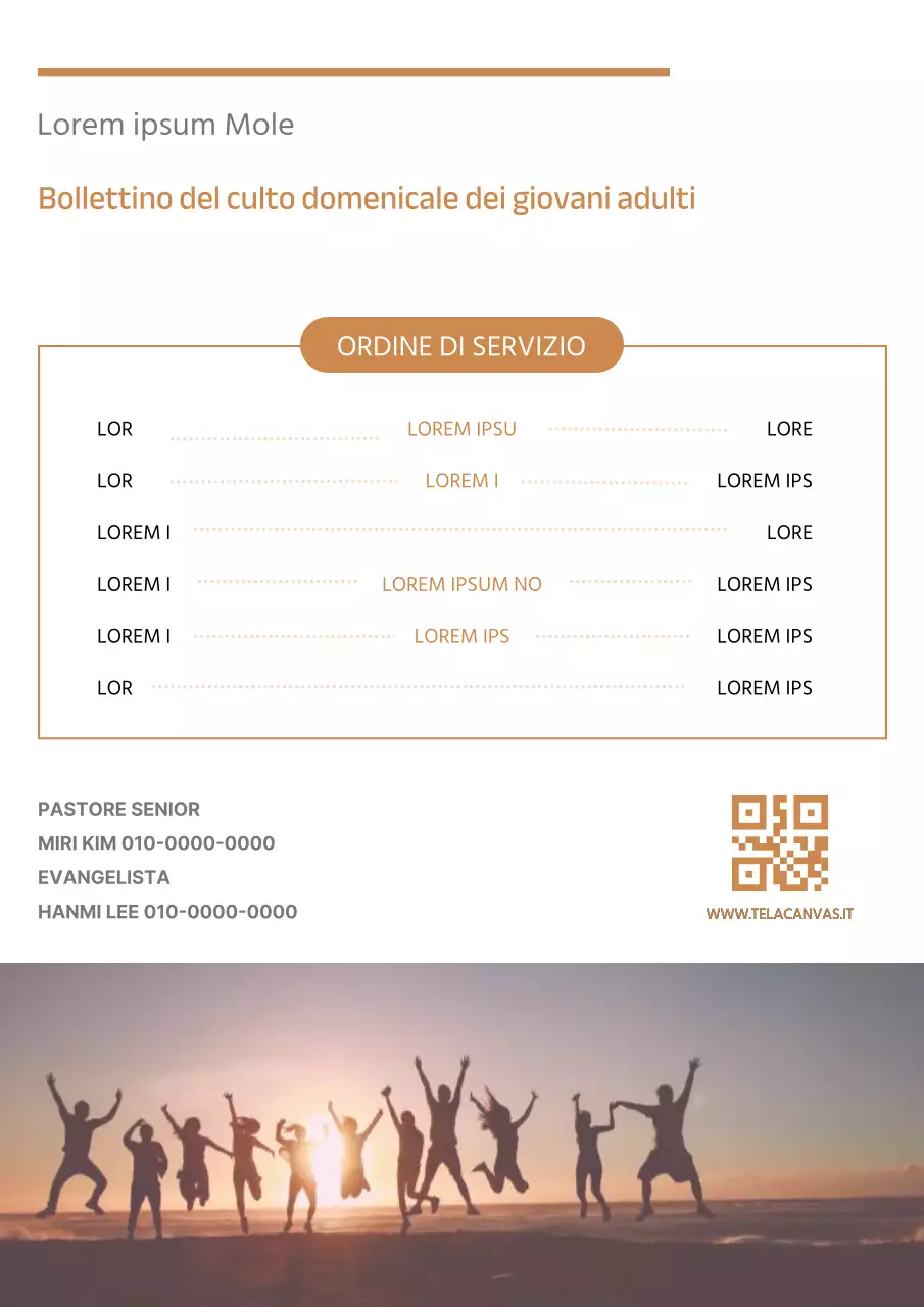 Guida moderna al servizio domenicale con sfondo bianco