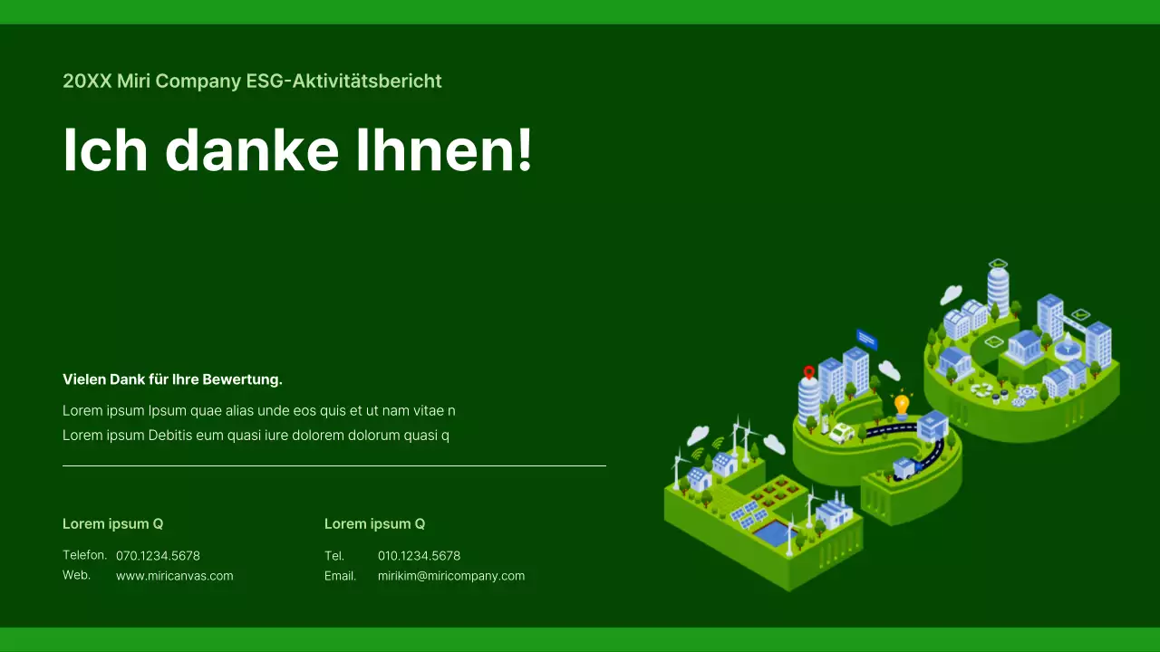 Ein einfacher Bericht zur sozialen Verantwortung von Unternehmen in Grün und Grau