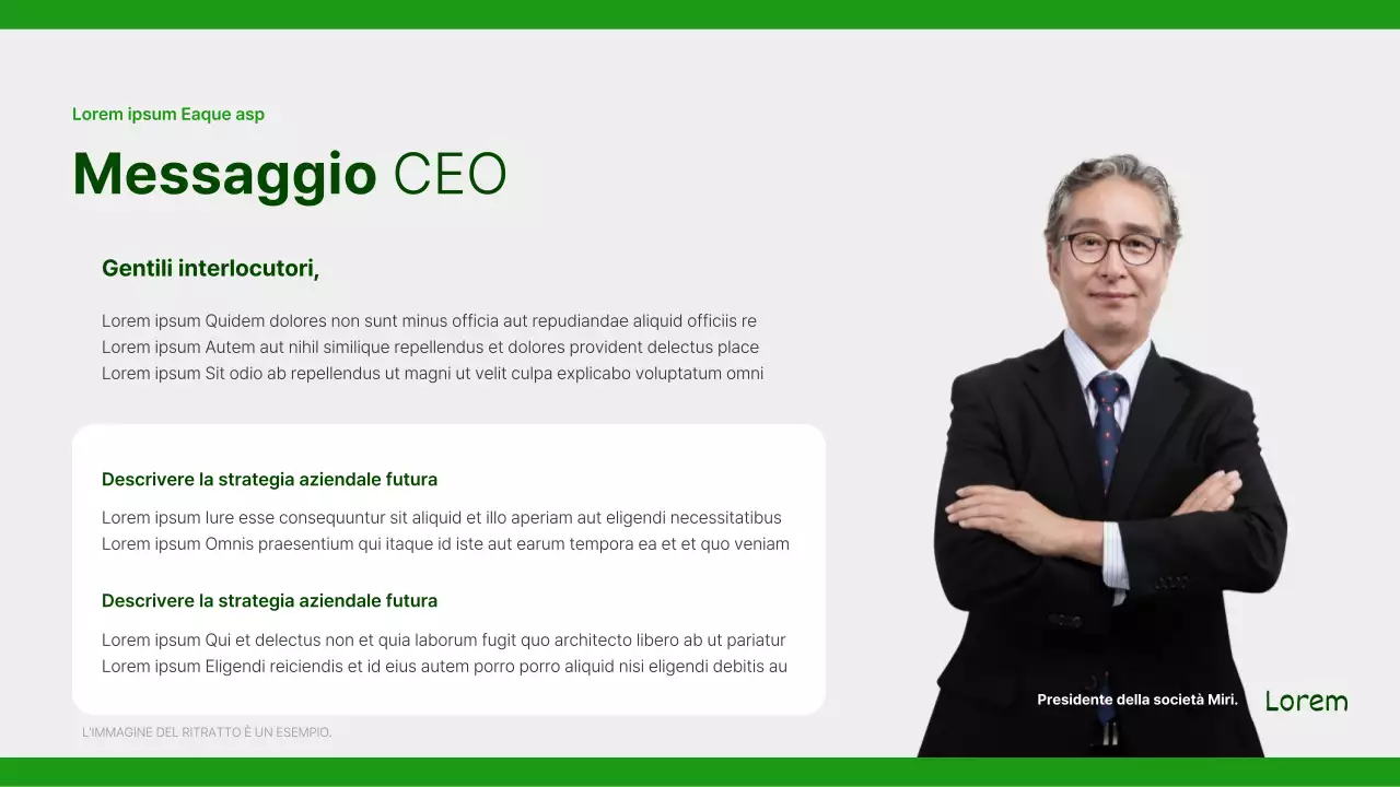 Un semplice rapporto sulla responsabilità sociale d'impresa in verde e grigio