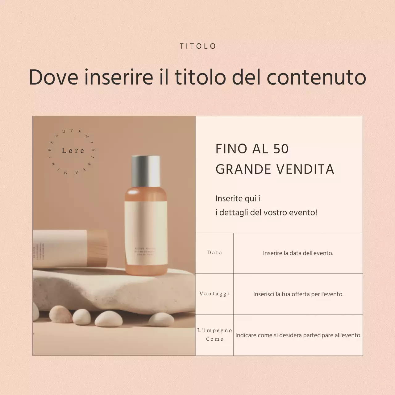 Una semplice pubblicità del feed Instagram di cosmetici rosa