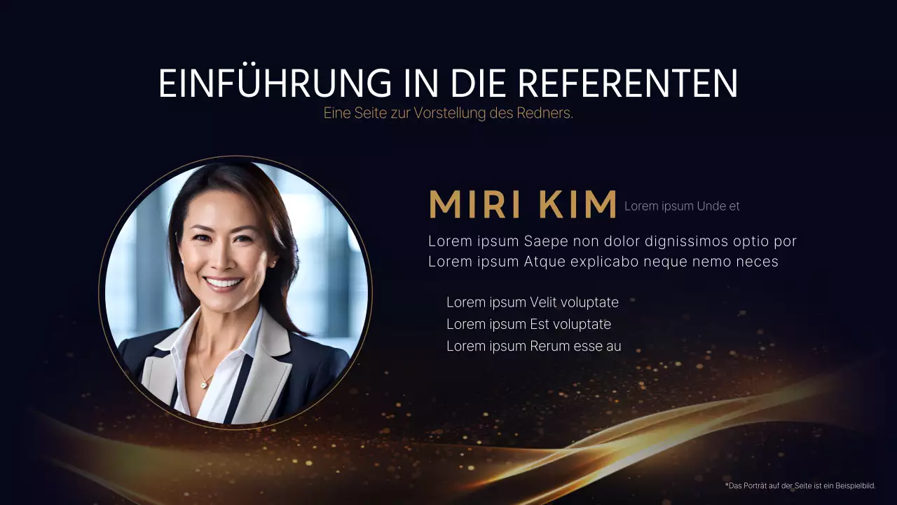 Eine luxuriöse Konferenzpräsentation in Marineblau und Gold