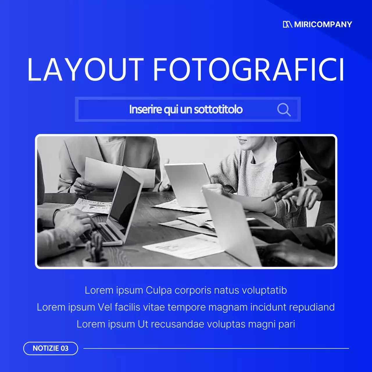 Una semplice newsletter aziendale in bianco e blu