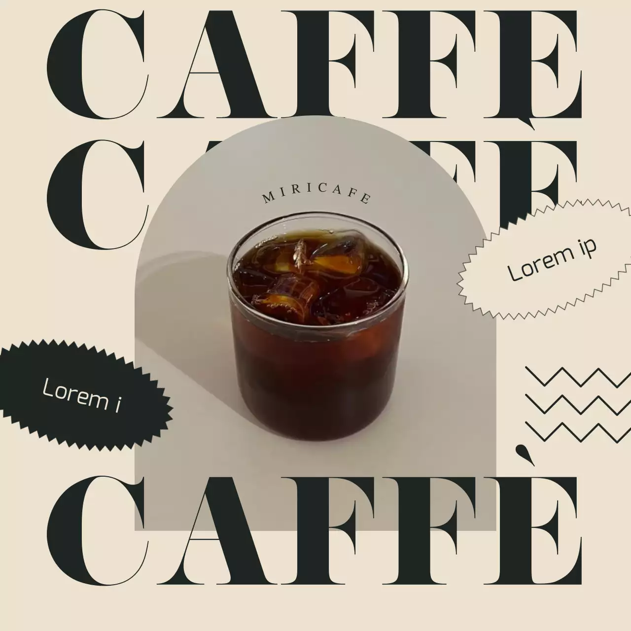 Un semplice annuncio di marca di un caffè in verde e avorio