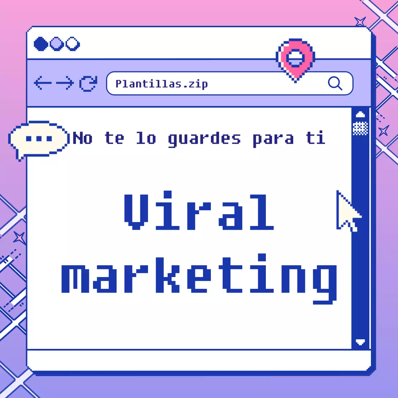 Anuncio vintage de marketing viral con fondo malva