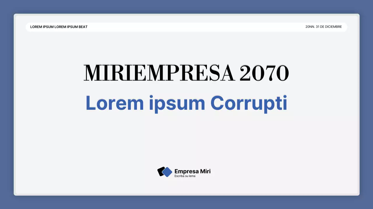 Una sencilla presentación en blanco y azul y un informe de fin de año