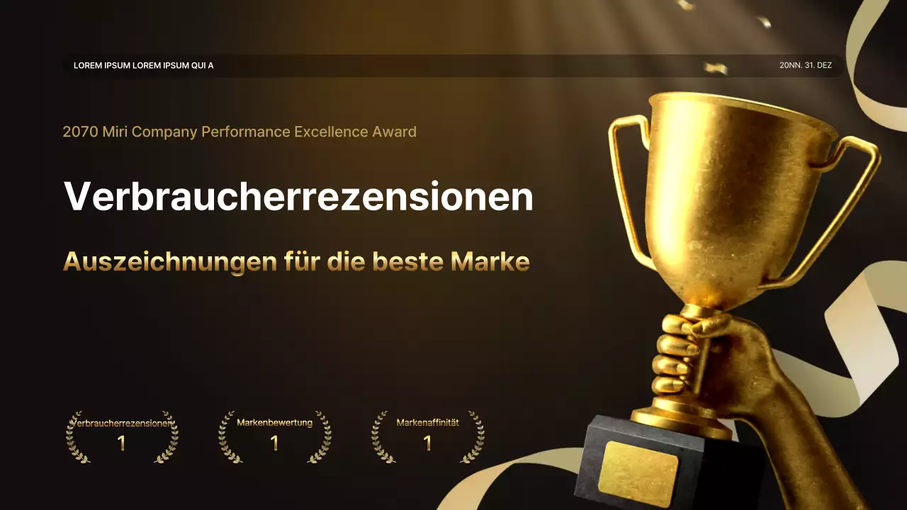 Eine luxuriöse Leistungspräsentation in Gold und Braun und ein Veranstaltungsbericht zum Jahresende