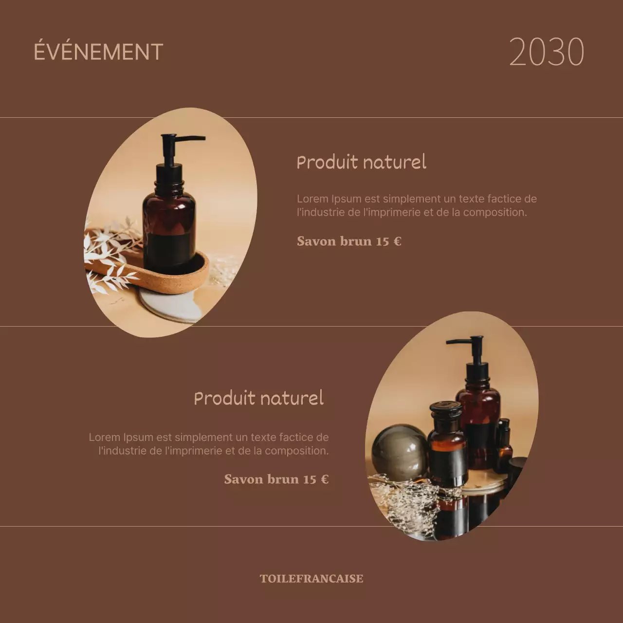 Publicité pour une marque de cosmétiques de luxe en marron et ivoire.