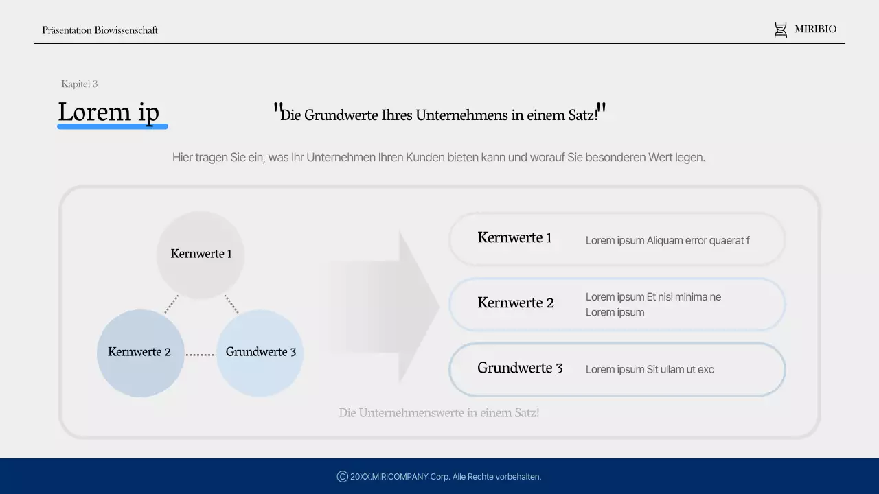 Modernes Gesundheits- und Pharmaunternehmensprofil in Marine und Blau