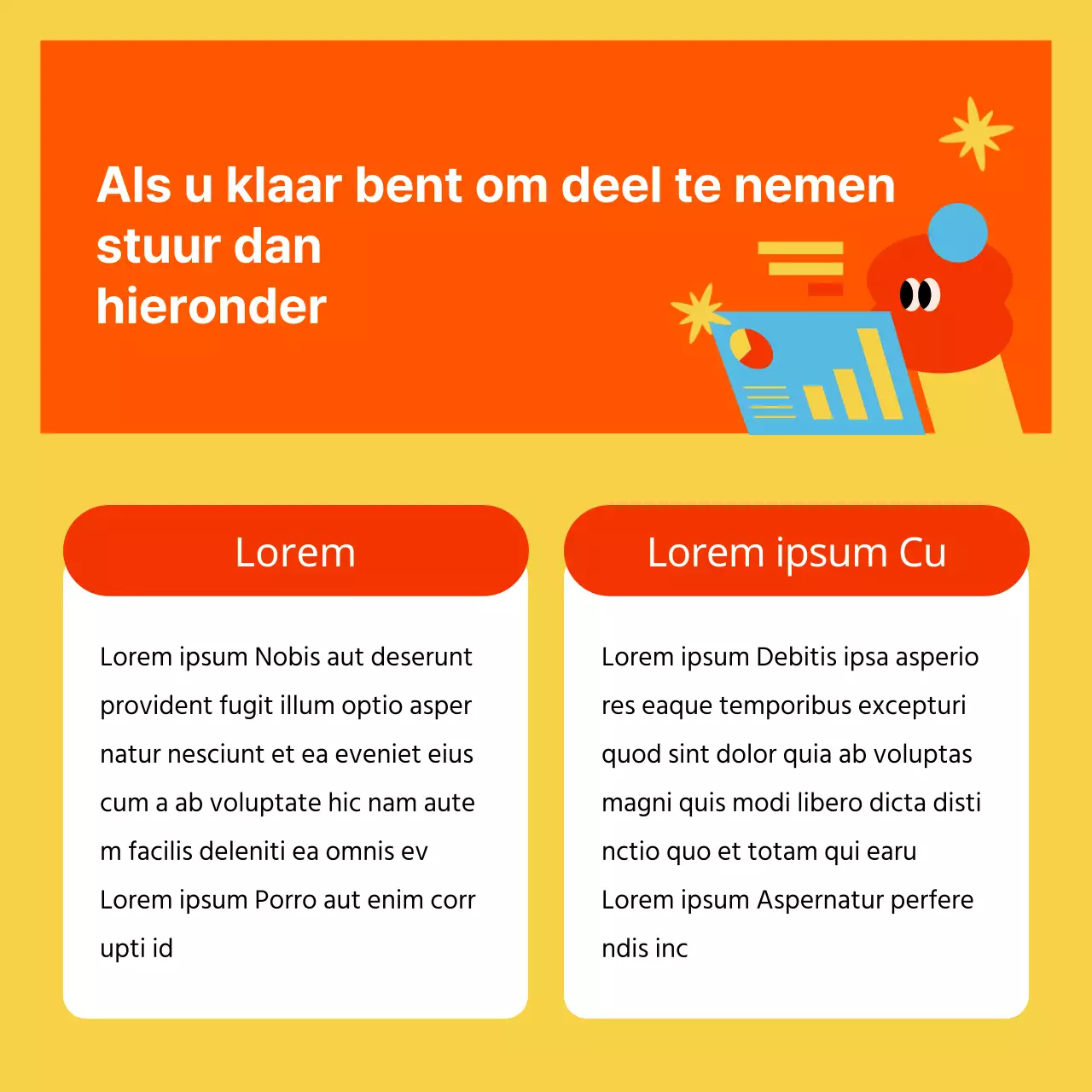 Kitscherige gele en rode bedrijfswerving promoten