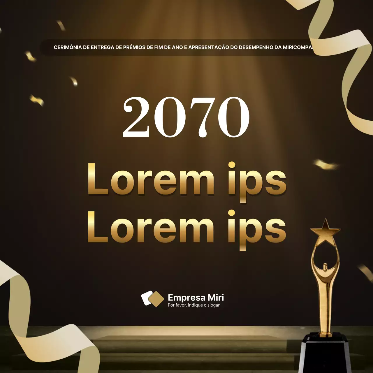 Apresentações de desempenho em ouro e castanho de luxo e relatórios de eventos de fim de ano