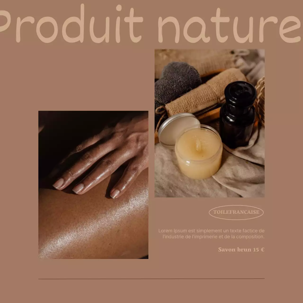 Publicité pour une marque de cosmétiques de luxe en marron et ivoire.