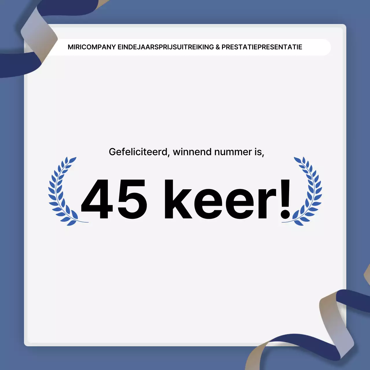 Een eenvoudige blauw-witte prestatiepresentatie en eindejaarsverslag