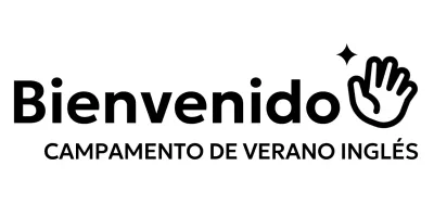 Diseño promocional de campamento inglés con icono de mano