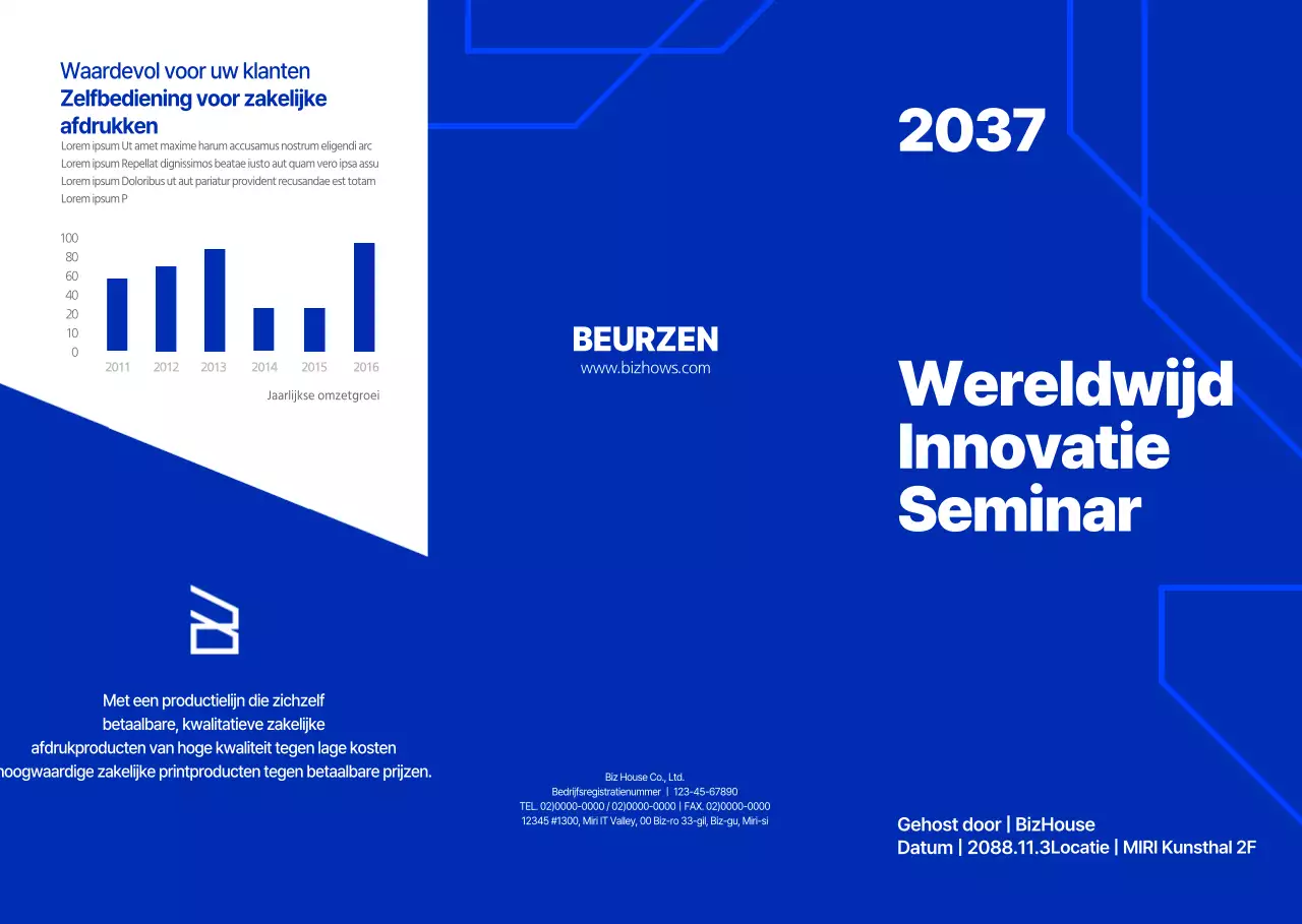 Introductie van een blauw getint, verfijnd bedrijfsseminar