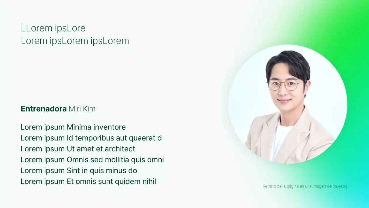 Una sencilla presentación de la cartera del instructor en verde y azul claro