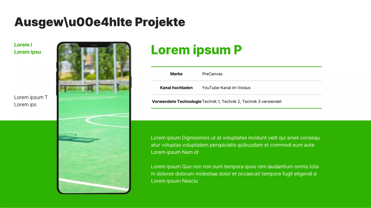 Ein einfaches Karriereportfolio in Grün