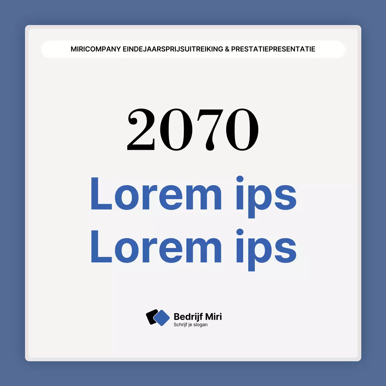 Een eenvoudige blauw-witte prestatiepresentatie en eindejaarsverslag