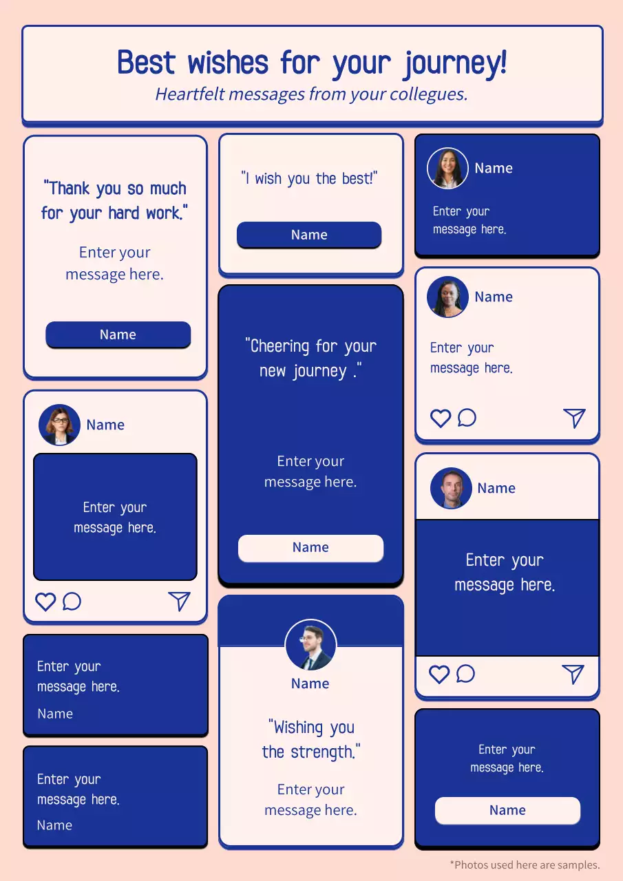 블루 심플 작별 카드 포스터