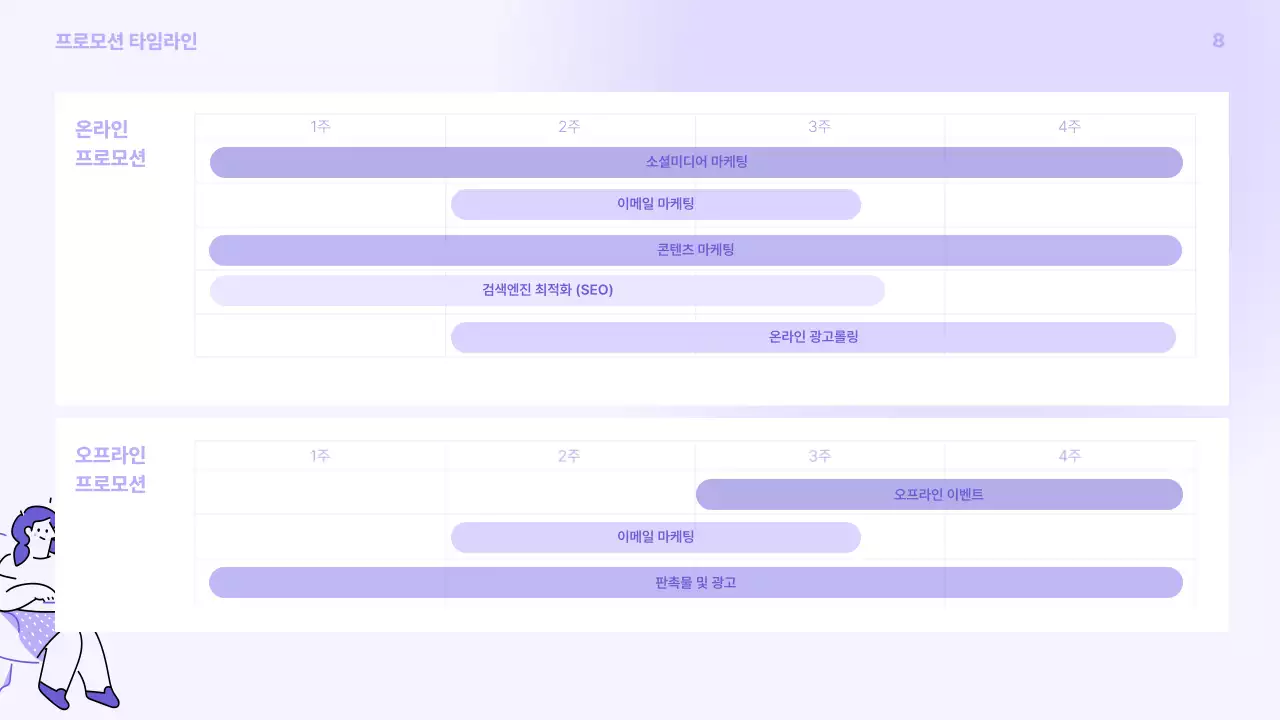 보라색과 회색의 심플한 프로모션 기획서