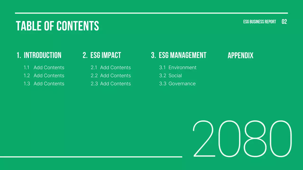 그린 미니멀리스트 비즈니스 보고서 프레젠테이션