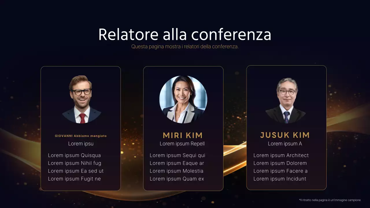 Una lussuosa presentazione per conferenze in blu navy e oro
