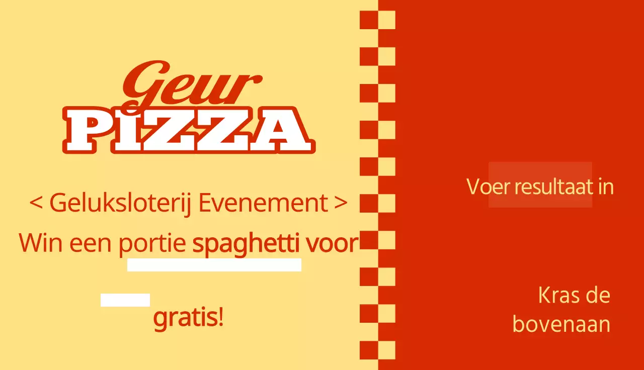 Loterij voor een retro-geïnspireerd pizzeria-evenement