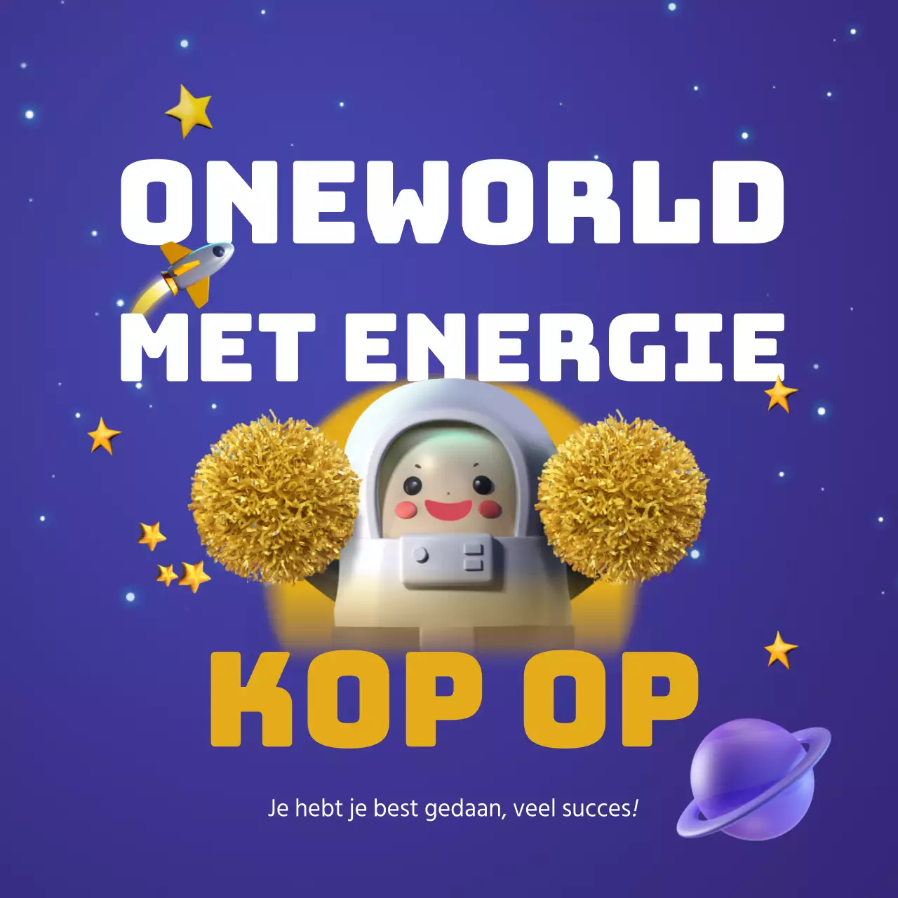 Een schattige navy en gele cheerleading post voor test-takers