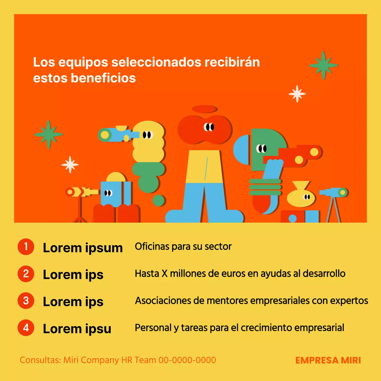 Promover la contratación de empresas de color amarillo y rojo kitsch