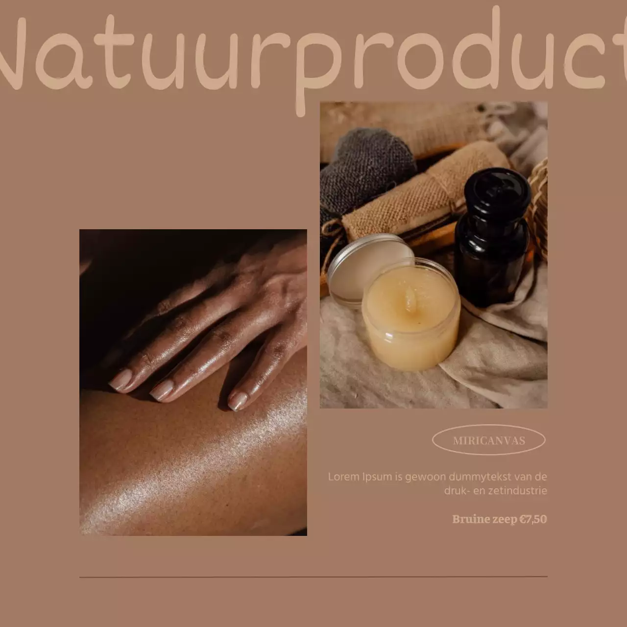 Reclame voor een luxe cosmeticamerk in bruin en ivoor.