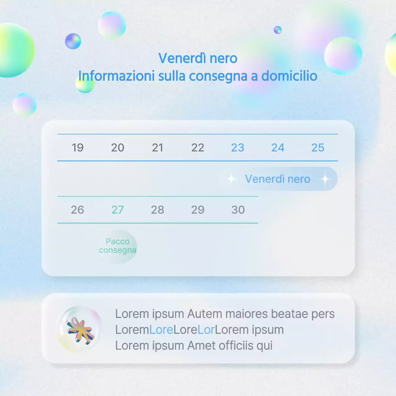 Annunci del Black Friday con un tocco di blu chiaro e di tendenza