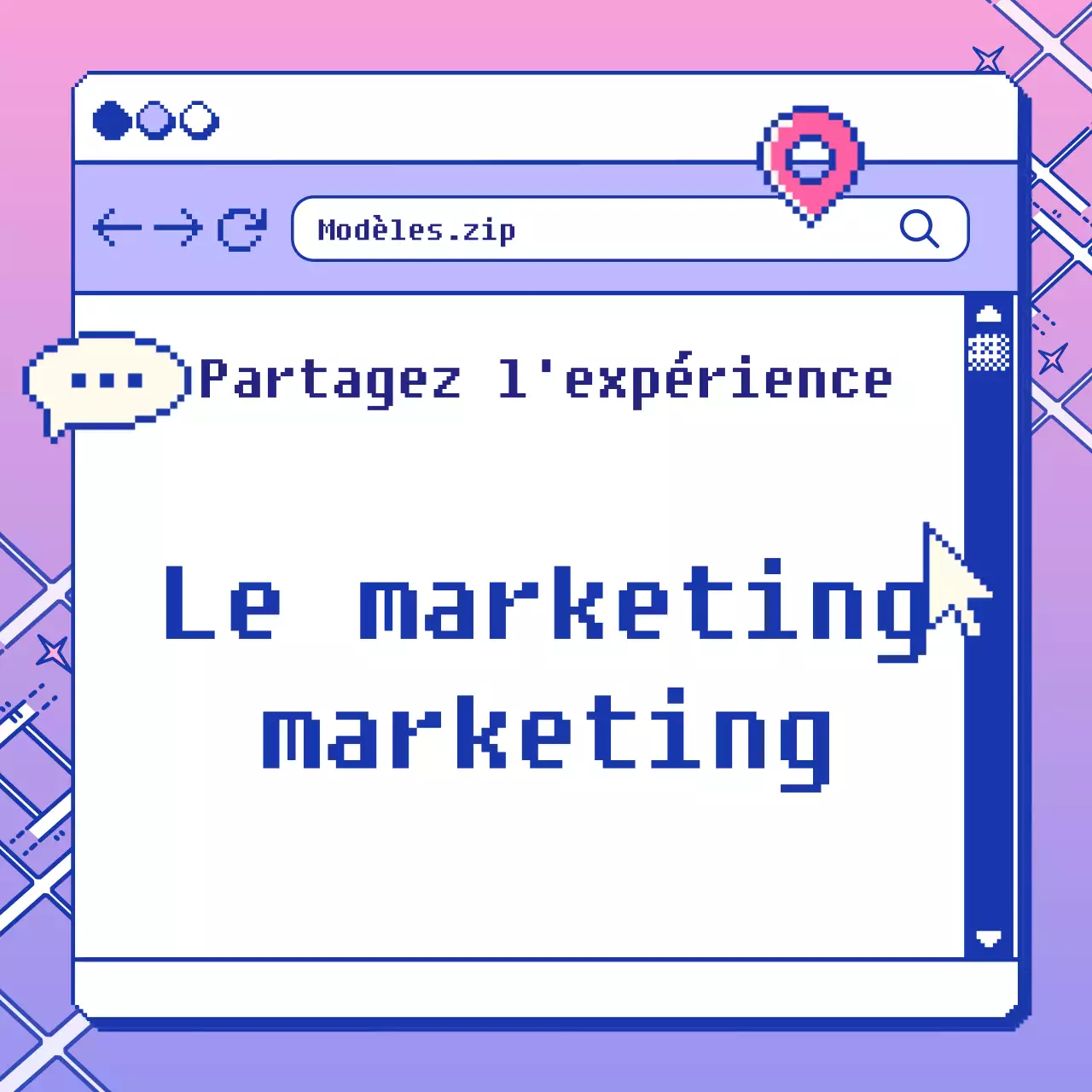 Publicité vintage de marketing viral sur fond mauve
