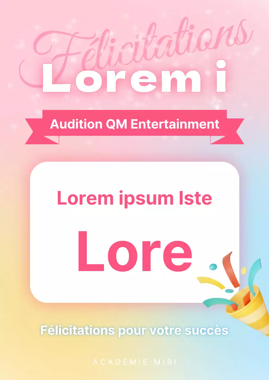 Une publicité kitsch rose et jaune pour un laissez-passer d'audition