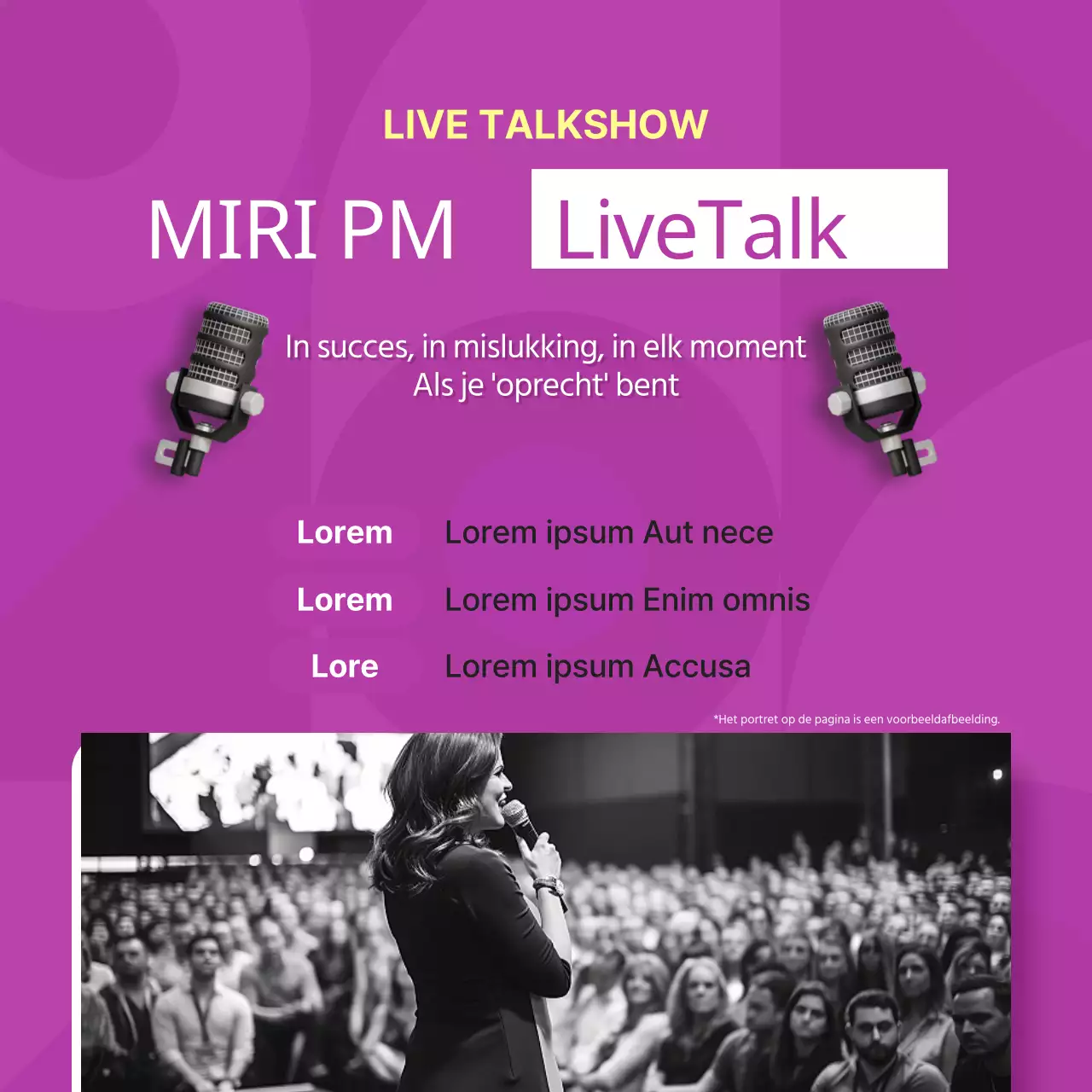 Promoot een eenvoudig persoonlijkheidsinterview in paars en roze