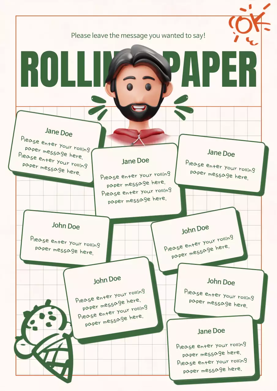 Green Trendy Message Card Invitation Poster