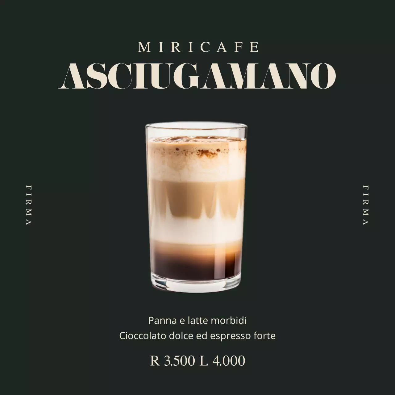 Un semplice annuncio di marca di un caffè in verde e avorio